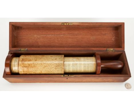 Keuffel &amp; Esser (K&amp;E) 4015 Fuller's Spiral Cylindrical Slide Rule, Model 1, serial number 1948. Composed of an exteri