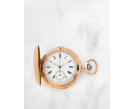 J.Pourrat et Fils, Genève. Montre de gousset à clapet en or jaune 18K (750) chronographe répétition minute remontoir au penda
