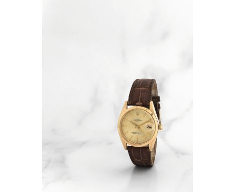 Rolex. Montre bracelet en or jaune 18K (750) avec date mouvement automatiqueRolex. An 18K gold automatic calendar wristwatch 