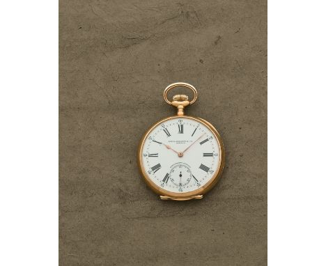 Patek Philippe. Montre de gousset a cadran ouvert en or jaune 18K (750) remontoir au pendant, distribue par Gondolo &amp; Lab