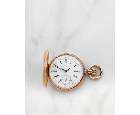 Montre de gousset demi chasseur en or jaune 18K (750) remontoir au pendantAn 18k gold keyless wind half hunter pocket watch D