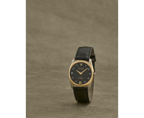 Rolex. Montre bracelet or jaune et blanc 18K (750) de forme coussin mouvement automatiqueRolex. An 18K white and yellow gold 