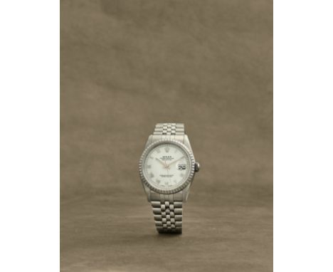 Rolex. Montre bracelet en acier avec date mouvement automatiqueRolex. A stainless steel automatic calendar bracelet watch Mod