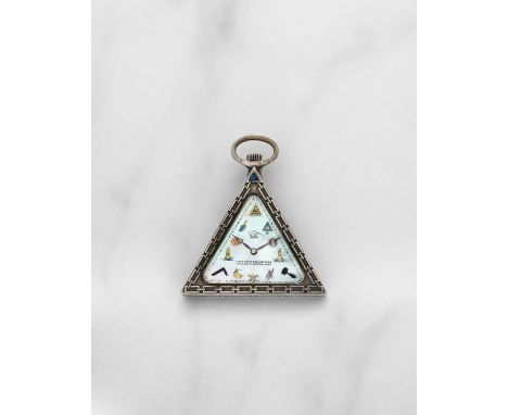 Solvil Watch Co. Montre de gousset maconnique triangulaire en argent (925) remontoir au pendantSolvil Watch Co. A silver Maso