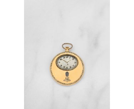 Montre de gousset à cadran ouvert en or jaune 18K (750) remontoir au pendantAn 18K gold keyless wind open face pocket watch R