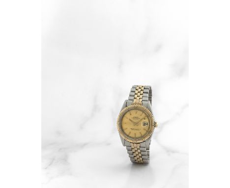 Rolex. Montre bracelet en or jaune 18K (750) et acier avec date mouvement automatiqueRolex. A stainless steel and 18K gold au