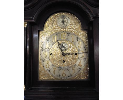 AN EIGHT DAY LONGCASE CLOCK  the steel and pierced brass dial, with seconds dial and chime/silent dial and signed 'J.B. Yabsl