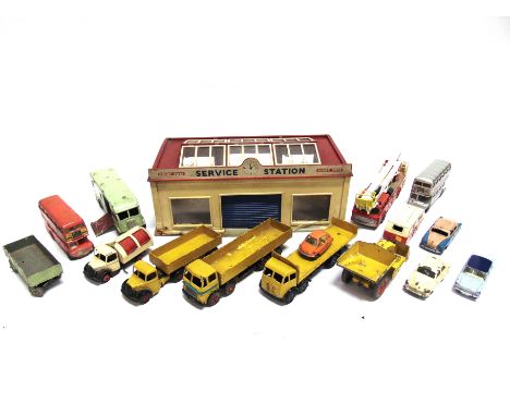 ASSORTED DIECAST MODEL VEHICLES  most circa 1950s-60s, variable condition, some repainted, all unboxed, (15); together with a