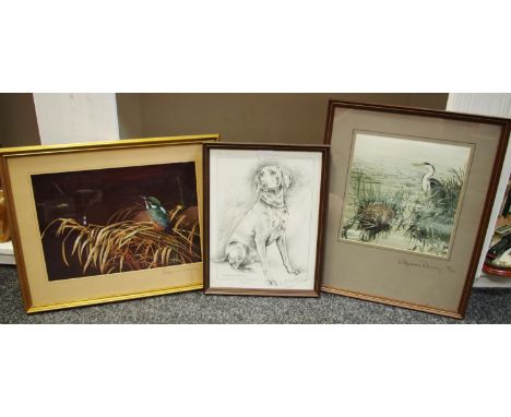 By and After Pollyanna Pickering, limited edition Kingfisher, limited No. 34/100; another Heron No. 18/100 and a signed with 