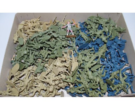 Airfix figures 1:32 scale including 50 WWII German Infantry; 26 WWII Japanese Infantry; 20 WWII Afrika Korps; 21 WWII British