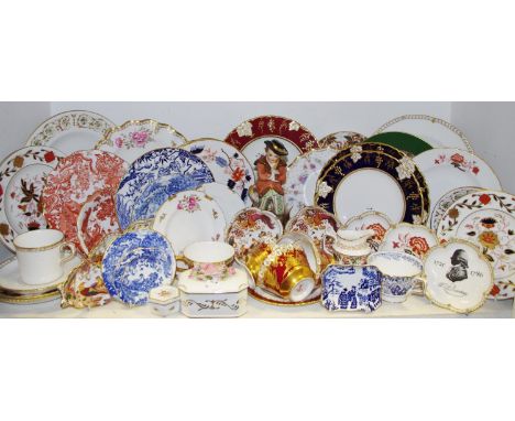 Royal Crown Derby - various examples including a hand painted circular cabinet plate decorated with a rouge fruit and vine gi