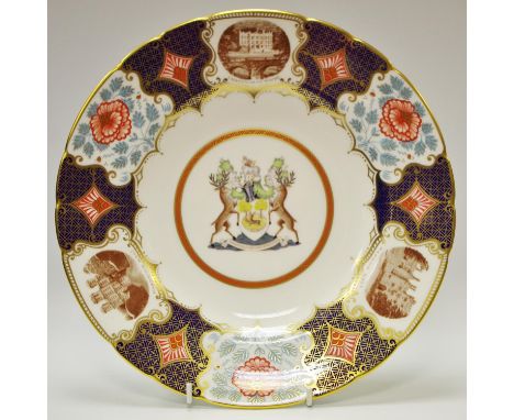 A Royal Crown Derby limited edition cabinet plate produced exclusively for Sinclairs decorated with central Chatsworth House 