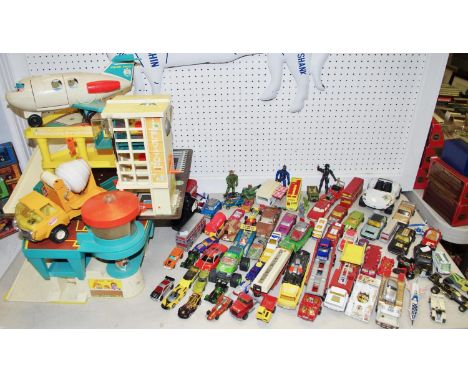 A 1976 Ideal Evel Knievel X-2 Rocket Sky Cycle; Corgi 268 Bat Bike &amp; 267 Batmobile; others including Lotus Elite Team Car