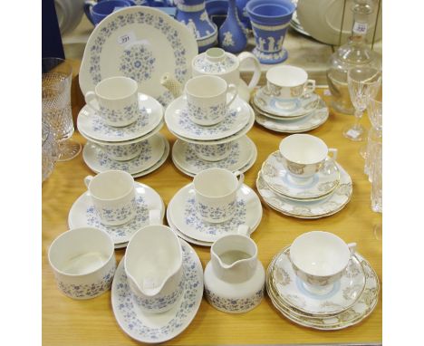 A Royal Doulton Galaxy T1038 part tea/coffee service; another part tea service