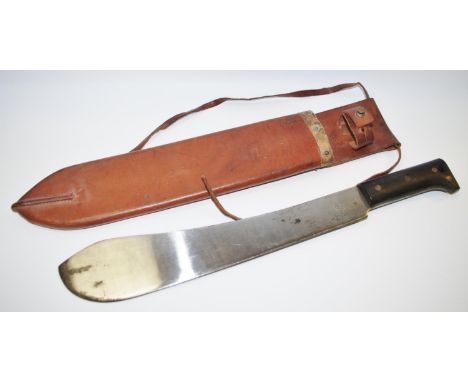 Militaria - A WWII skirmish machete by Legitimus &amp; Collins USA No 1250 dated 1944 with two piece riveted handle and leath