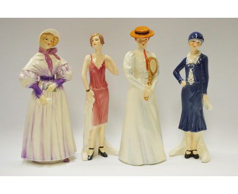 Goebel figures - Gentle Thoughts 1835; Centre Court 1903; At The Tea Dance 1928; The Cosmopolitan (4)