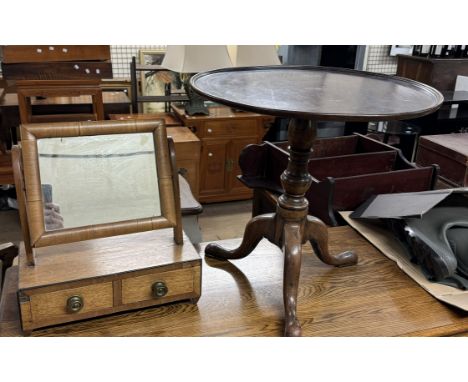 A 19th century mahogany tripod table with a dished top and a turned column on a tripod base together with a 19th century maho