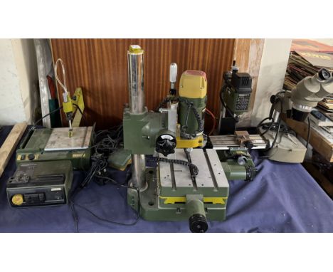 For watch and clock makers and repairers - A Proxxon saw together with a Proxxon BFW 40/E pillar drill, Proxxon MF7) pillar d