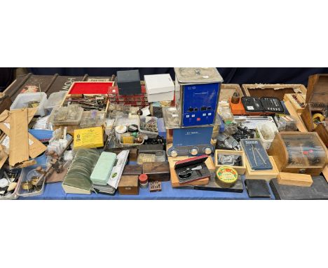 For watch and clock makers and repairers - clock glasses together with mechanisms, clock and watch makers tools, etc 
