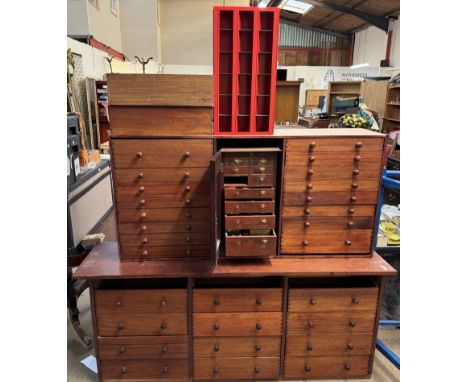 For watch and clock makers and repairers - Two large collectors cabinets with numerous drawers together with a small cabinet 