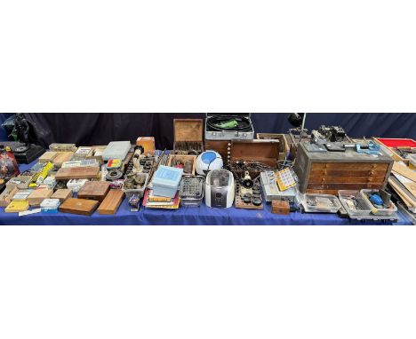 For watch and clock makers and repairers - a desktop lathe together with staking tools, watch glass vices, mainsprings, cogs,