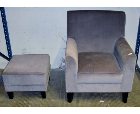 MODERN PADDED CHAIR WITH MATCHING FOOT STOOL     