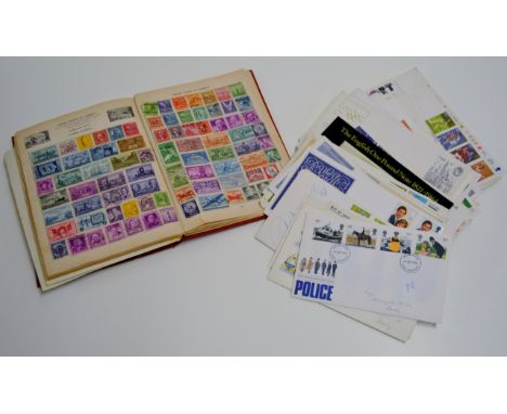 QUANTITY FIRST DAY COVERS & ALBUM OF VARIOUS WORLD STAMPS