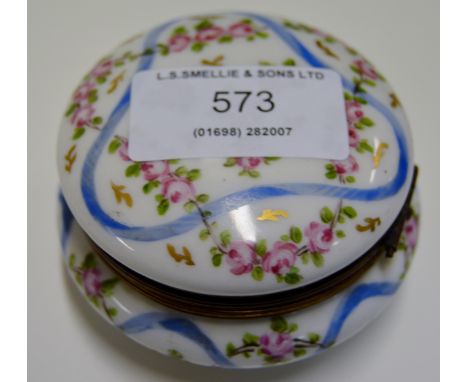 3¼" DIAMETER SEVRES PORCELAIN & ENAMEL FLORAL LIDDED PATCH BOX