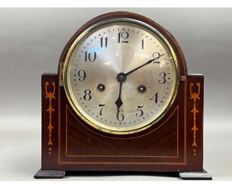 EDWARDIAN MAHOGANY MANTEL CLOCK,23cm high