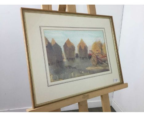 AMY DALYELL,EVENING SUNSHINE,watercolour, image size 25cm x 38cm, overall size 44cm x 56cm,framed and under glass, along with