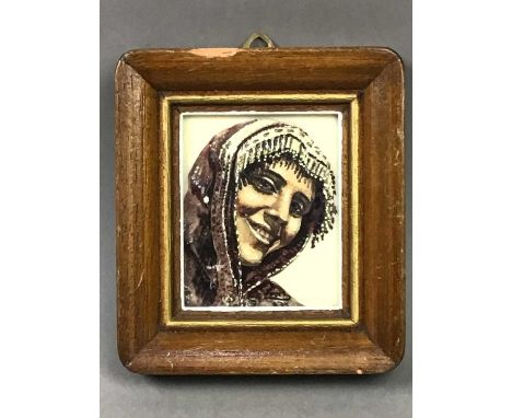 THREE JUDAICA PORTRAIT PAINTINGS,each in a wood frame, 9.5cm x 8.5cm