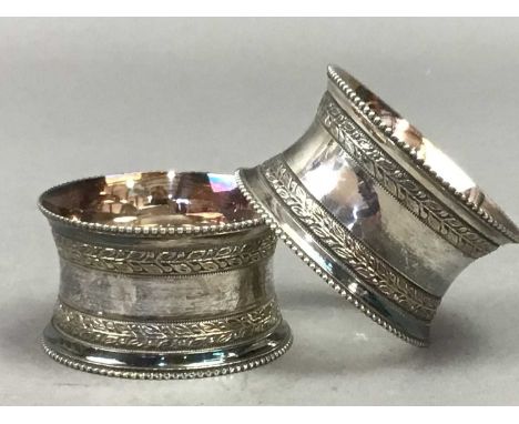 SILVER NAPKIN RING,along with various plated items