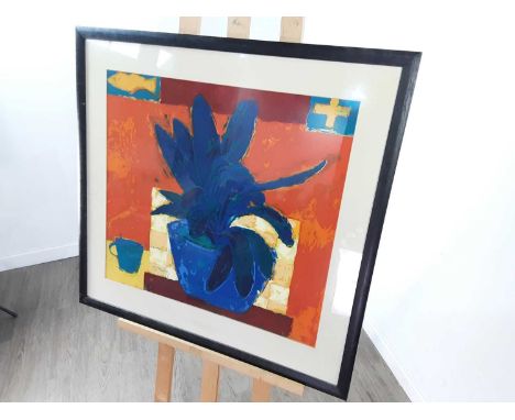 W. MATHISON,BLUE PLANT,screenprint, signed in pencil,framed,overall size 84cm x 88cm