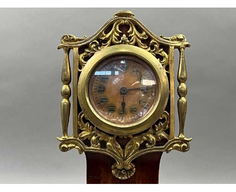 MINIATURE LONGCASE CLOCK,24cm high, along with a brass clock (2)