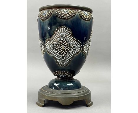 LAMBETH STONEWARE OIL LAMP BASE,29cm high