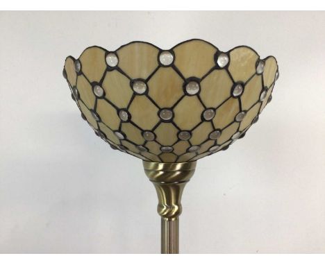 MODERN BRASS FLOOR LAMP,with tiffany style shade 