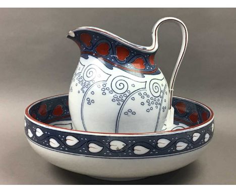 ROYAL DOULTON SEYMOUR PATTERN WASH BASIN AND EWER,the ewer 28cm high
