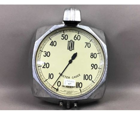 VINTAGE ROADSIDE AIR PRESSURE GAUGE,by PCL, in aluminium case
