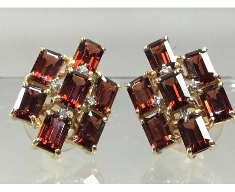 TWO PAIRS OF GARNET EARRINGS, along with a pair of cameo earrings, a ring and necklace 