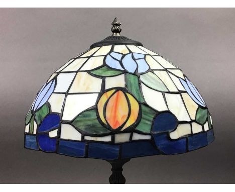 TIFFANY STYLE TABLE LAMP,with shade, 50cm high overall 