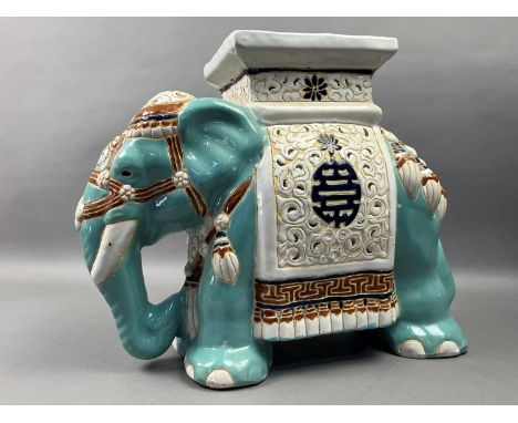 MODERN CHINESE CERAMIC VERANDAH SEAT,modelled as an elephant 