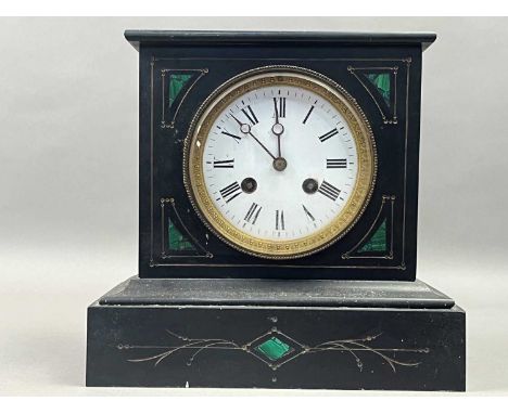 EARLY 20TH CENTURY SLATE MANTEL CLOCK,21cm high
