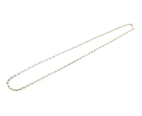 A Victorian rose gold oval-belcher link necklace. On a later bolt-ring clasp stamped '9K' and with two base metal O-rings, ot