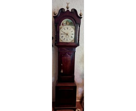 A 30 hour chain driven oak longcase clock by John King Loughboro. 223cm h x 48cm w x 24cm d. 