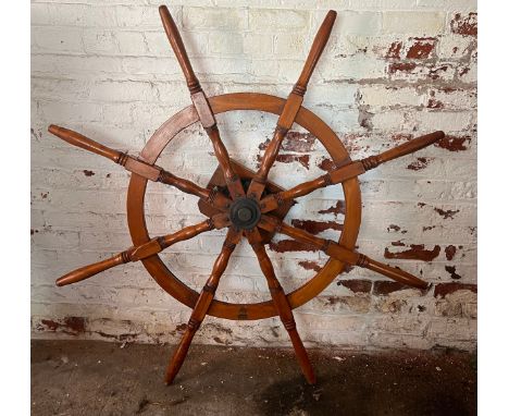 A vintage ship’s wheel, H. Hunt &amp; Son Liverpool. 151cm d. 