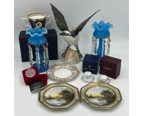 A selection of ceramics to include A Spode 'Osprey' 28cm h, a Royal Worcester Loving Cup to commemorate Queen Elizabeth II Di