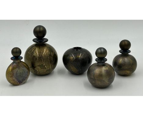 Isle of Wight studio glass designed by Timothy Harris and William Walker, 'Azurene' black &amp; gold, to include a large glob