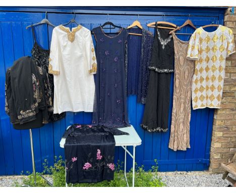 A collection of bead and sequinned vintage dresses etc. 