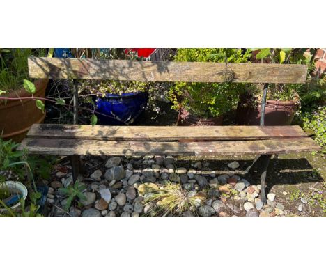 A vintage cast iron and wooden bench. 152cm l x 30cm d. 