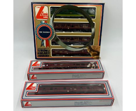 Three Lima Models The Talisman Golden Series 10-9708 W in box, 305342W carriage, 305323W restaurant car boxed. (3) 